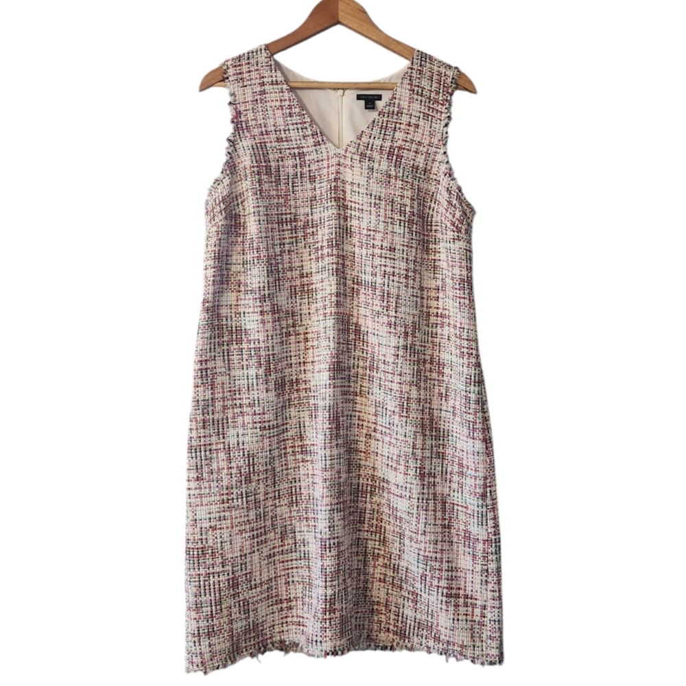 Ann Taylor Multicolor Tweed Shift Dress 14